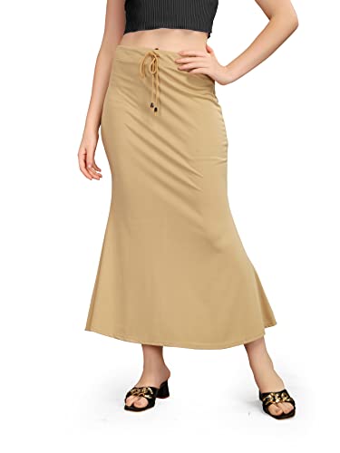 Kipzy Lycra-Saree Shapewear, langer Rock für Damen, für Strand, Ausgehen, Regular, Büro, Party, Beige, 4XL von Kipzy