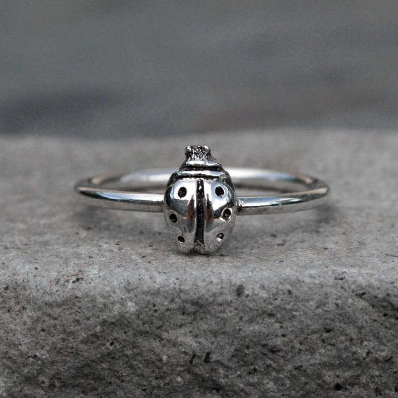 Sterling Silber Marienkäfer Ring Lucky Stacking Ring von KiraFerrer