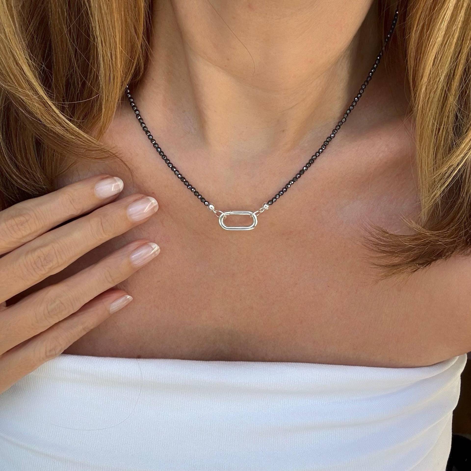 Funkelnde Hämatit Kette Mit Clip in Verschluss 925 Sterling Silber Funkelnde Hämatit Kette Mit Clip in Verschluss 925 Sterling Silber von KiraMiraJewelry