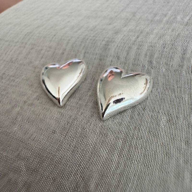 Glänzende Herz Ohrringe 925 Sterling Silber von KiraMiraJewelry
