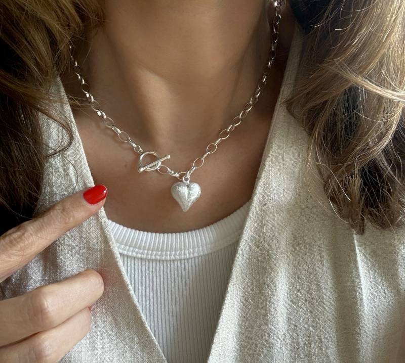Gliederkette Mit Knebelverschluss Und Herz 925 Sterling Silber von KiraMiraJewelry