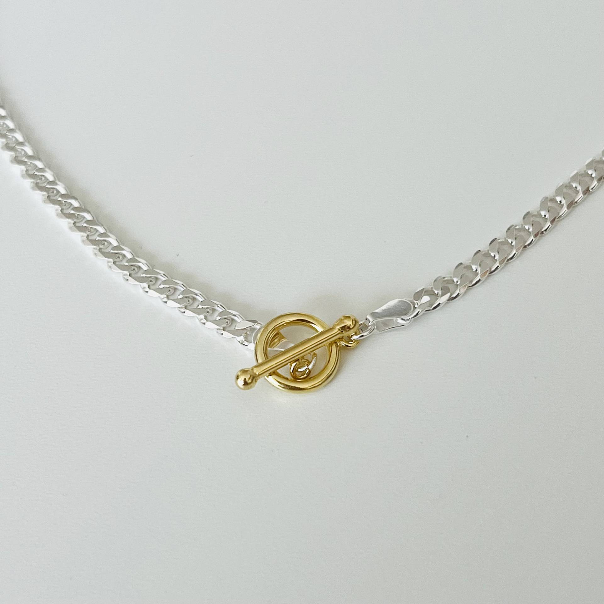 Panzerkette Mit Knebelverschluss 925 Sterling Silber/ Teilvergoldet Panzerkette Mit Knebelverschluss 925 Sterling Silber/ Teilvergoldet von KiraMiraJewelry