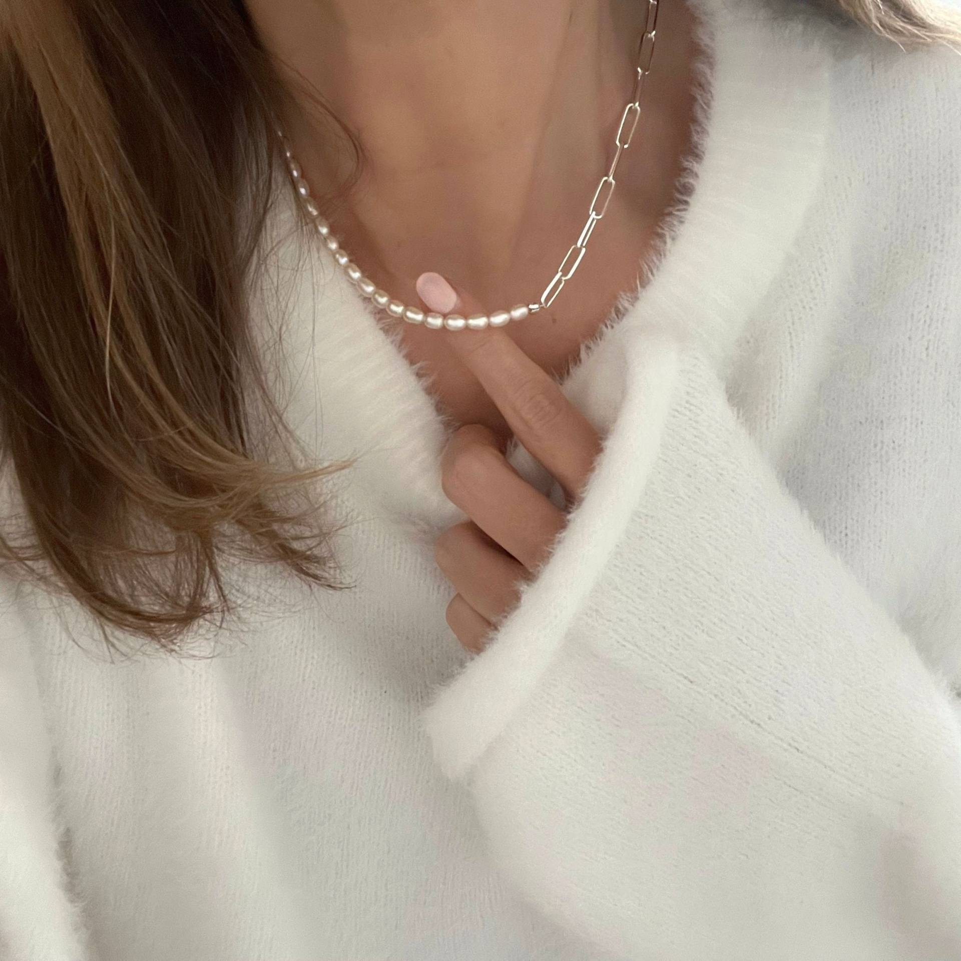 Perlenkette Mit Glieder 925 Sterling Silber Perlenkette Mit Glieder 925 Sterling Silber von KiraMiraJewelry