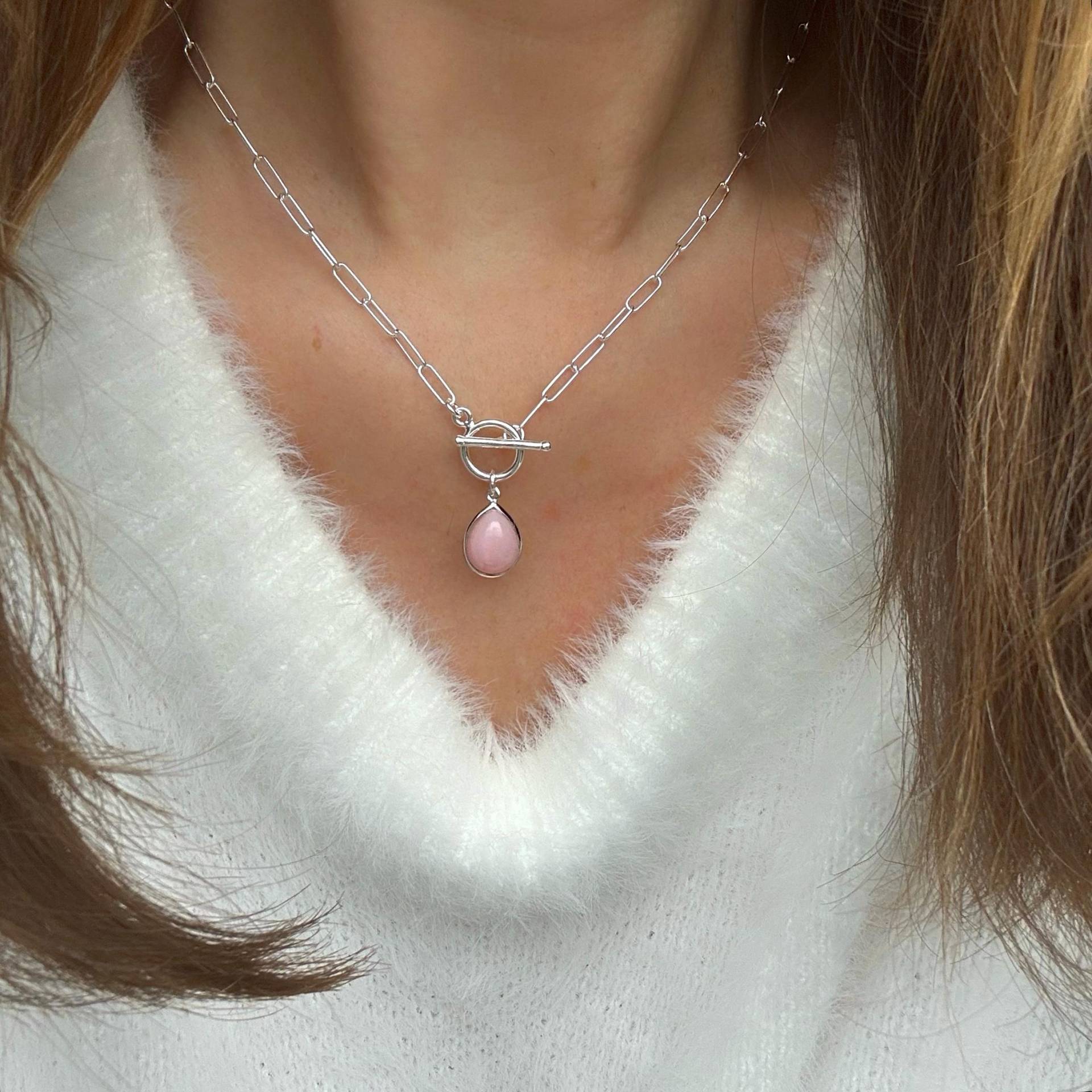 Zarte Gliederkette Mit Knebelverschluss Und Rosa Opal 925 Sterling Silber Zarte Gliederkette Mit Knebelverschluss Und Rosa Opal 925 Sterling Silber von KiraMiraJewelry