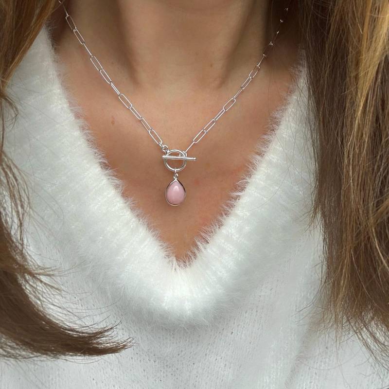 Zarte Gliederkette Mit Knebelverschluss Und Rosa Opal 925 Sterling Silber Zarte Gliederkette Mit Knebelverschluss Und Rosa Opal 925 Sterling Silber von KiraMiraJewelry
