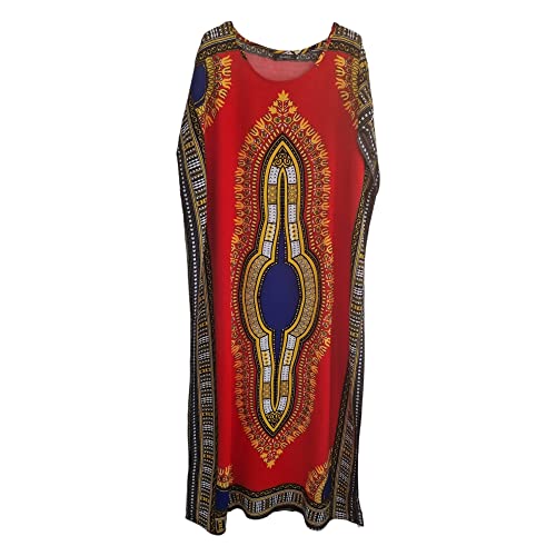 Langes Maxi-Kaftan-Kleid für Damen, Baumwolle, Sommerkleid, Dashiki, afrikanischer Strandbezug, rot, Einheitsgröße von Kiran Fashion