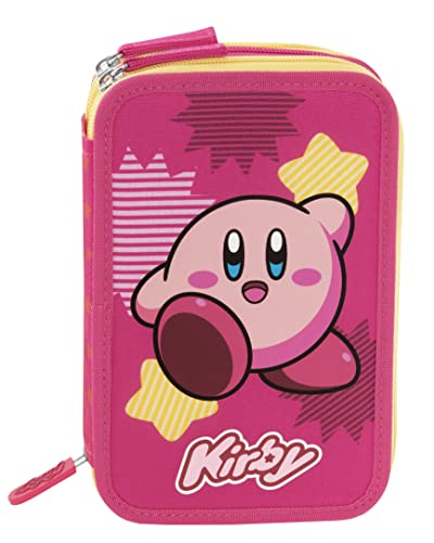 Kirby Mit Stift Frixion, Federmäppchen mit 3 Reißverschlüssen, Unisex, Kinder und Jungen, Rosa (Pink), 68119, Rosa, Casual von Franco Cosimo Panini