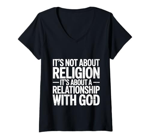Damen It's A Relationship with God Not Religion - T-Shirt mit V-Ausschnitt Damen It's A Relationship with God Not Religion - T-Shirt mit V-Ausschnitt von Kirchliche Religion und Beziehung