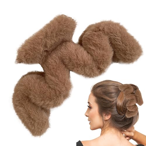 Flauschiger Krallenclip | Plüsch-Haarspange in Wellenform | Große Haarspangen für dickes langes Haar, Haarschmuck für Frauen und Mädchen, niedliche Haarspangen für den täglichen Gebrauch Kirdume von Kirdume