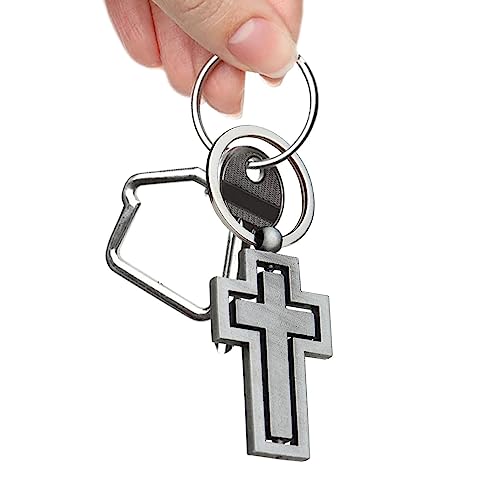 Kirdume Metall-Kreuz-Schlüsselanhänger,360 Grad drehbare religiöse Tür-Autoschlüsselhalter - Glaube, religiöser Schlüsselanhänger, Jesus-Schlüsselanhänger, christliches Charm-Geschenk für Ostern von Kirdume