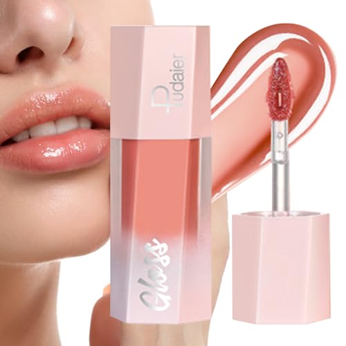 Lip Plumper Gloss, Hochpigmentierter natürlicher Lippenfüller, Transparenter Lippenbalsam, langanhaltender Lipgloss-Glitzer für Lippen, Make-up, Dating, Shopping-Partys Kirdume von Kirdume