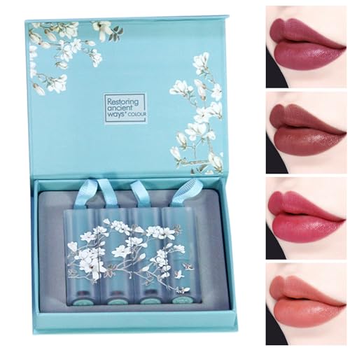 Lippen-Make-up-Sets | Set mit 4 hochpigmentierten Lippenstiften, die den Lippenfleck nähren,Lippen-Make-up-Zubehör für Mädchen für Party, Arbeit, Dating, Treffen, Reisen, Zuhause Kirdume von Kirdume