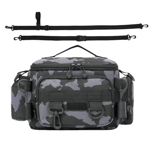 Salzwasserbeständige Angeltasche, Süßwasser-Angeltasche | Organizer für Angelgeräte | Wasserabweisender Organizer zur Aufbewahrung von Angelgeräten mit mehreren Taschen und gepolstertem Schultergurt f von Kirdume