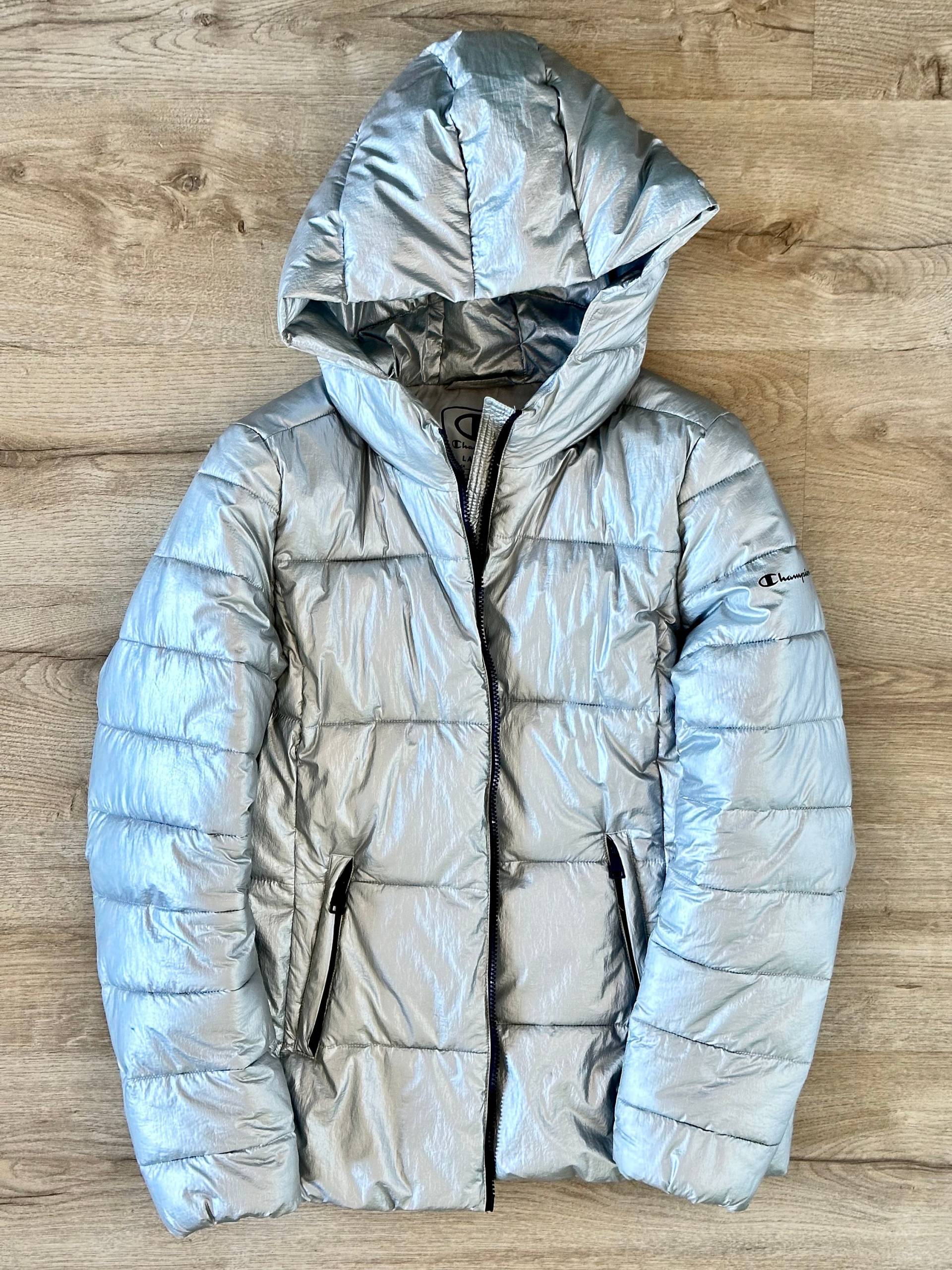 Champion Vintage Kurze Daunenjacke Silber Fast Neuwertiger Zustand L von KiriAntiques