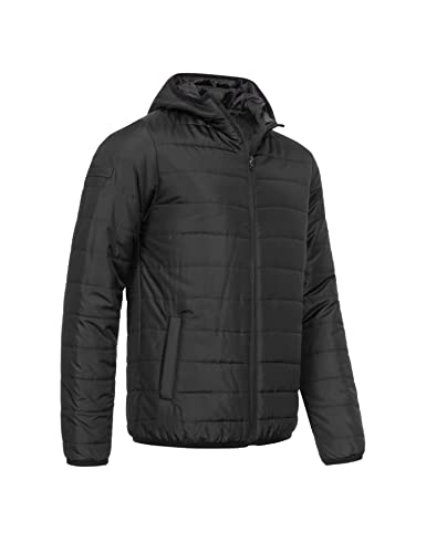 Kirkjubøur® Askja Herren Steppjacke, mit leichter Wattierung, Stehkragen und Kapuze. Jacke für Männer (as3, alpha, 3x_l, regular, regular, schwarz) von Kirkjubøur