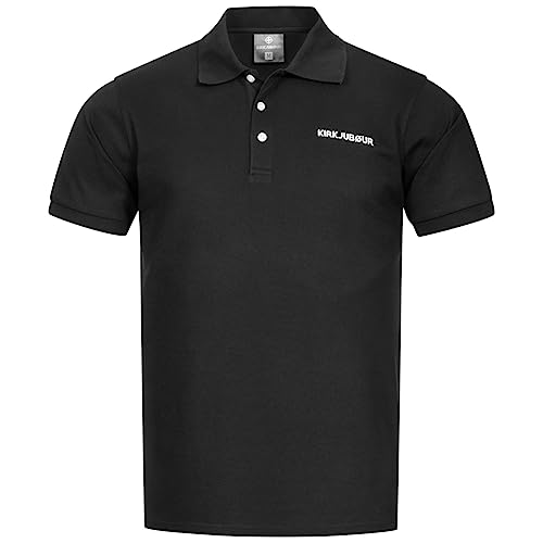 Kirkjubøur® Jørd Herren Poloshirt Polo-Shirt Basic Oberteil für Herren Polohemd Polokragen (as3, Alpha, s, Regular, Regular, Schwarz) von Kirkjubøur