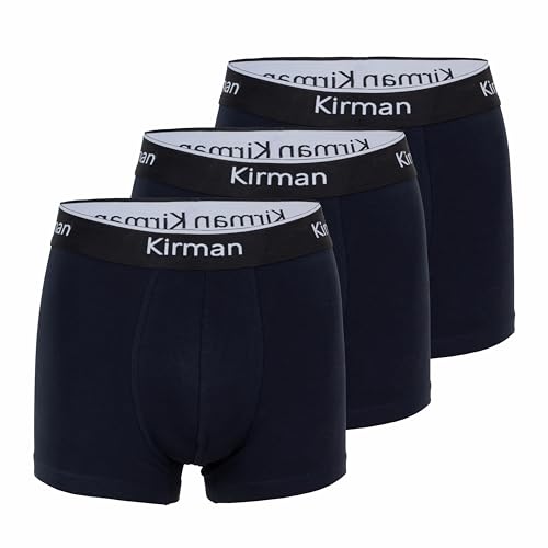 Kirman Boxershorts Herren Bio Baumwolle (3er Pack) (L, Navy Blau) von Kirman