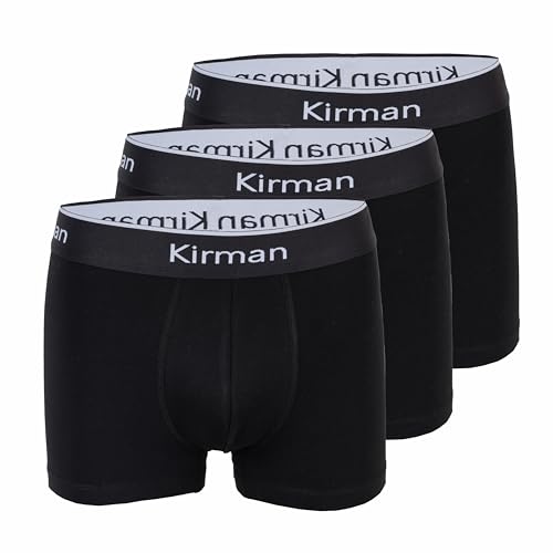 Kirman Boxershorts Herren Bio Baumwolle (3er Pack) (XL, Schwarz) von Kirman
