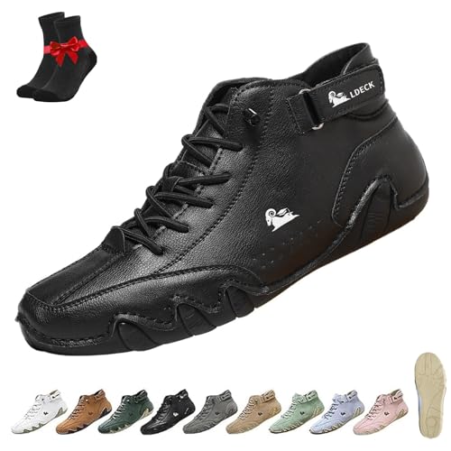 Alpaka-Barfußschuhe, wasserdichte und schmerzlindernde Barfußschuhe aus Leder for Männer und Frauen, Freizeitschuhe for den Außenbereich(Black,41 EU) von Kirposh