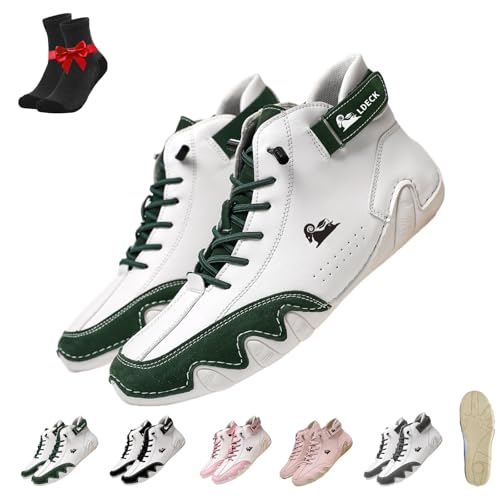 Alpaka-Barfußschuhe, wasserdichte und schmerzlindernde Barfußschuhe aus Leder for Männer und Frauen, Freizeitschuhe for den Außenbereich(Green and White,44 EU) von Kirposh