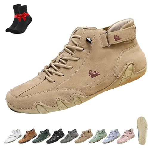 Alpaka-Barfußschuhe, wasserdichte und schmerzlindernde Barfußschuhe aus Leder for Männer und Frauen, Freizeitschuhe for den Außenbereich(Khaki,38 EU) von Kirposh