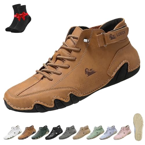 Alpaka-Barfußschuhe, wasserdichte und schmerzlindernde Barfußschuhe aus Leder for Männer und Frauen, Freizeitschuhe for den Außenbereich(Light Brown,44 EU) von Kirposh
