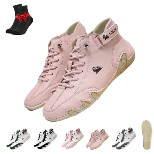 Alpaka-Barfußschuhe, wasserdichte und schmerzlindernde Barfußschuhe aus Leder for Männer und Frauen, Freizeitschuhe for den Außenbereich(Pink,47 EU) von Kirposh