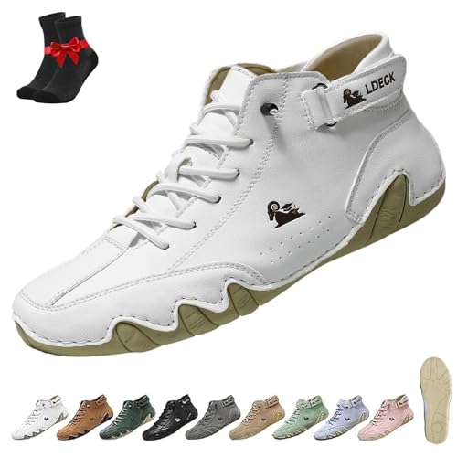 Alpaka-Barfußschuhe, wasserdichte und schmerzlindernde Barfußschuhe aus Leder for Männer und Frauen, Freizeitschuhe for den Außenbereich(White,48 EU) von Kirposh