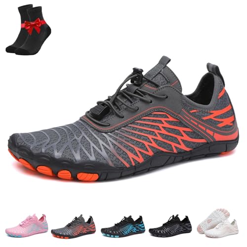 Erdungsschuhe mit Kupfer, wasserdichter, Rutschfester Komfort-Wanderschuh, Barfuß-Wanderschuhe for Damen und Herren(Orange,40 EU) von Kirposh