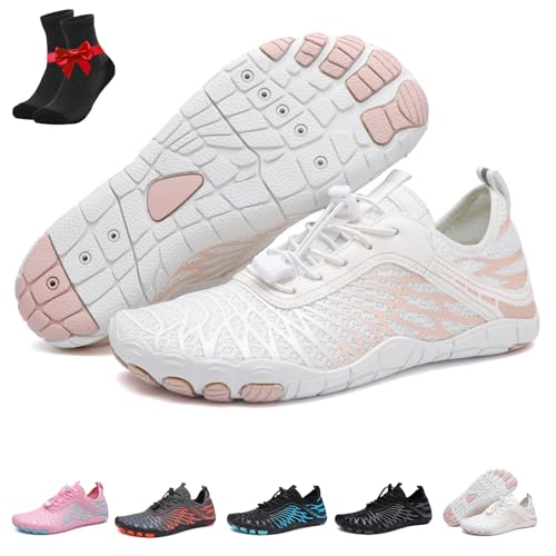 Erdungsschuhe mit Kupfer, wasserdichter, Rutschfester Komfort-Wanderschuh, Barfuß-Wanderschuhe for Damen und Herren(White,40 EU) von Kirposh