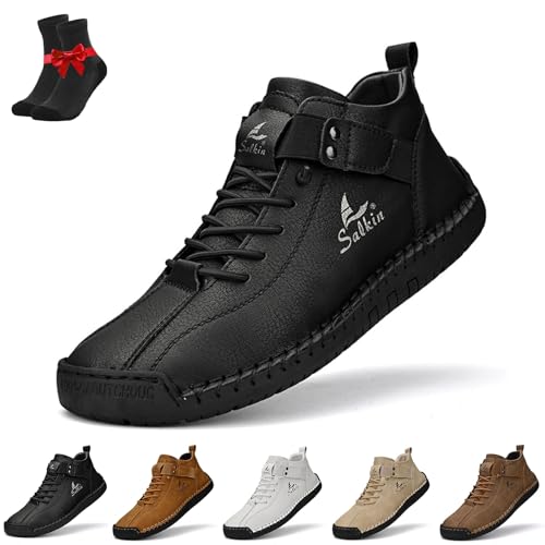 Kirposh Alpaka-Barfußschuhe, atmungsaktive, rutschfeste Barfußstiefel, verstellbare Unisex-Leder-Sneaker, ergonomische Lederschuhe(Black,43 EU) von Kirposh