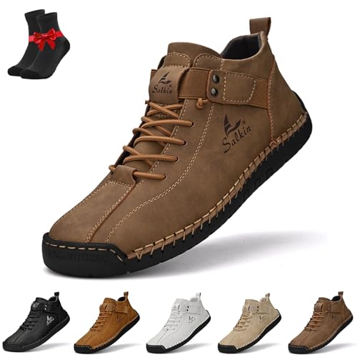 Kirposh Alpaka-Barfußschuhe, atmungsaktive, rutschfeste Barfußstiefel, verstellbare Unisex-Leder-Sneaker, ergonomische Lederschuhe(Khaki,39 EU) von Kirposh
