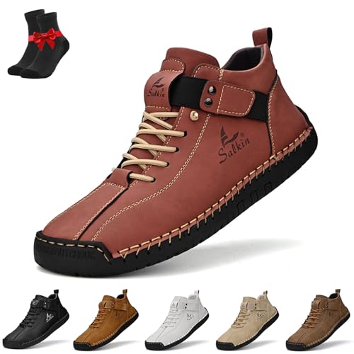 Kirposh Alpaka-Barfußschuhe, atmungsaktive, rutschfeste Barfußstiefel, verstellbare Unisex-Leder-Sneaker, ergonomische Lederschuhe(Red,39 EU) von Kirposh