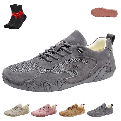 Kirposh Alpaka-Barfußschuhe, atmungsaktive Turnschuhe, rutschfeste Barfußschuhe aus Leder, Slipper for Hineinschlüpfen, Freizeitschuhe aus Mesh for den Außenbereich(Grey,37 EU) von Kirposh