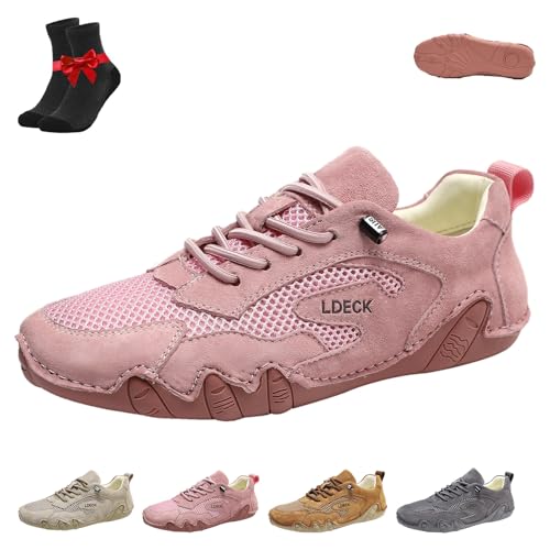 Kirposh Alpaka-Barfußschuhe, atmungsaktive Turnschuhe, rutschfeste Barfußschuhe aus Leder, Slipper for Hineinschlüpfen, Freizeitschuhe aus Mesh for den Außenbereich(Pink,38 EU) von Kirposh