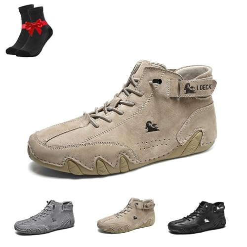 Kirposh Alpaka Barfußschuhe,Ldeck Herrenschuhe,Leder Barfußschuhe,Slipper Atmungsaktives Leder,Freizeitschuhe(Khaki,39 EU) von Kirposh