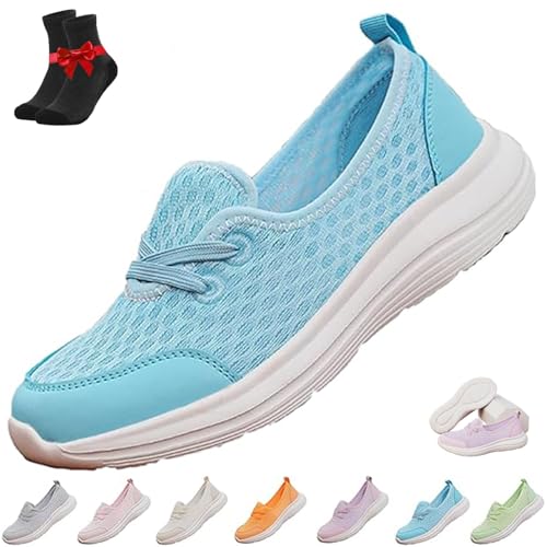 Kirposh Azdealy Orthopädische Schuhe for Damen, leichte, atmungsaktive Mesh-Strickunterstützung, weiche Sohle, Slip-On-Sneaker for Damen(Blue,38 EU) von Kirposh