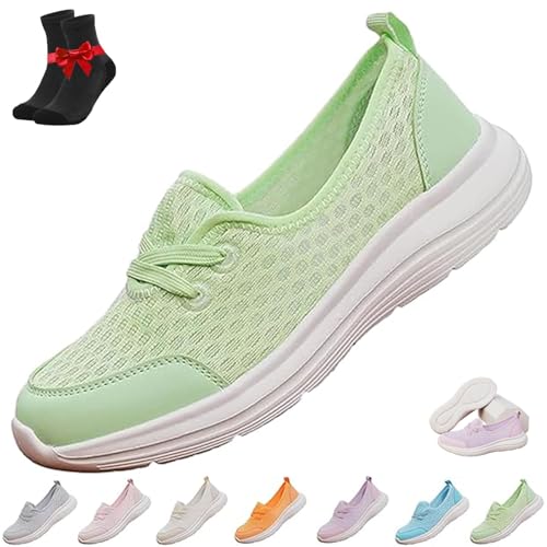 Kirposh Azdealy Orthopädische Schuhe for Damen, leichte, atmungsaktive Mesh-Strickunterstützung, weiche Sohle, Slip-On-Sneaker for Damen(Green,40 EU) von Kirposh