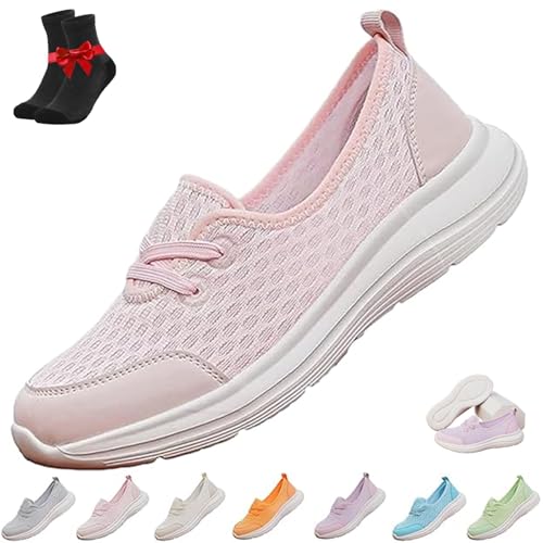 Kirposh Azdealy Orthopädische Schuhe for Damen, leichte, atmungsaktive Mesh-Strickunterstützung, weiche Sohle, Slip-On-Sneaker for Damen(Pink,39 EU) von Kirposh