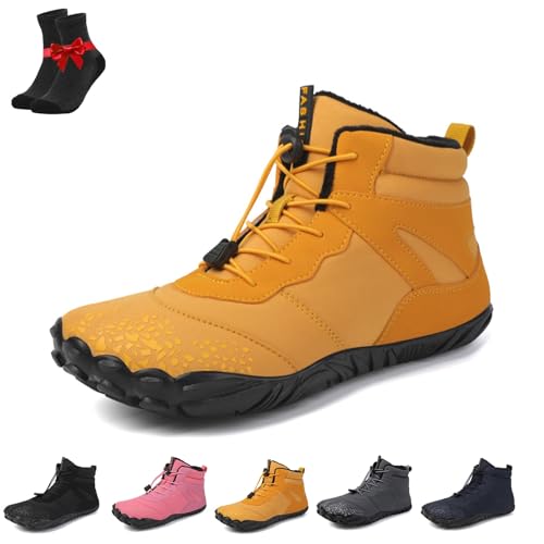 Kirposh Barfußschuhe for den Winter, Barfuß-Wanderstiefel for den Winter Herren und Damen, Barfuß-Wanderschuhe Damen, Schneestiefel(Yellow,40 EU) von Kirposh