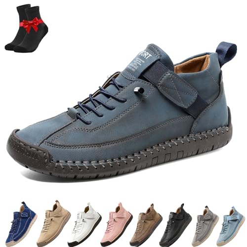 Kirposh Beelovy Schuhe for Herren, EaseStep verstellbare Leder-Sneaker, lässige Slipper for Hineinschlüpfen, mit Fußgewölbeunterstützung(Blue,39 EU) von Kirposh