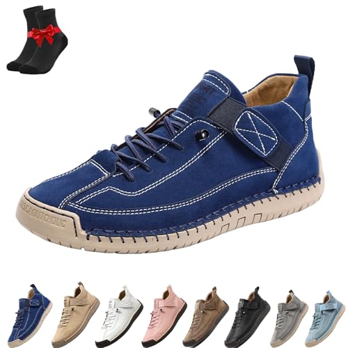 Kirposh Beelovy Schuhe for Herren, EaseStep verstellbare Leder-Sneaker, lässige Slipper for Hineinschlüpfen, mit Fußgewölbeunterstützung(Dark Blue,45 EU) von Kirposh
