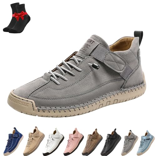 Kirposh Beelovy Schuhe for Herren, EaseStep verstellbare Leder-Sneaker, lässige Slipper for Hineinschlüpfen, mit Fußgewölbeunterstützung(Grey,47 EU) von Kirposh