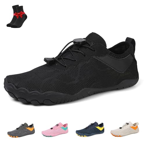 Kirposh Glyde Haven Barfußschuhe, Glydefootwear Strength & Grip Sneakers, rutschfeste Barfußschuhe mit breiter Zehenpartie, Unisex-Paar(Black,38 EU) von Kirposh