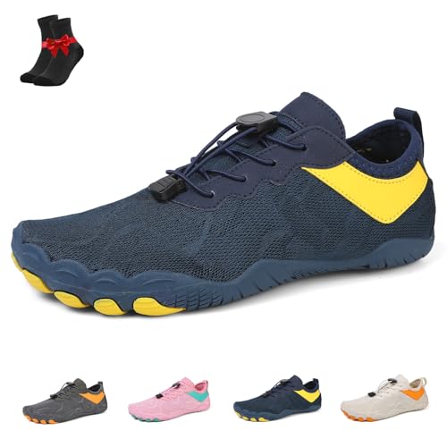 Kirposh Glyde Haven Barfußschuhe, Glydefootwear Strength & Grip Sneakers, rutschfeste Barfußschuhe mit breiter Zehenpartie, Unisex-Paar(Dark Blue,37 EU) von Kirposh