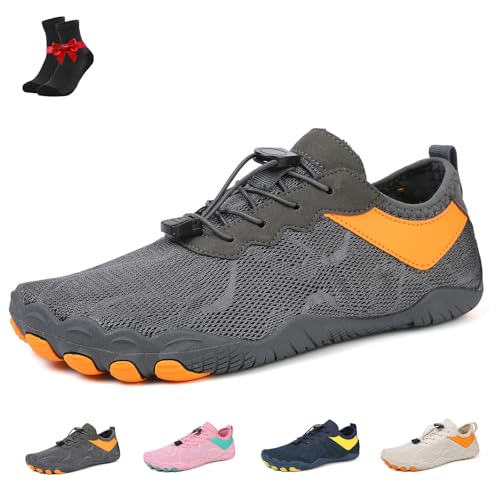 Kirposh Glyde Haven Barfußschuhe, Glydefootwear Strength & Grip Sneakers, rutschfeste Barfußschuhe mit breiter Zehenpartie, Unisex-Paar(Grey,38 EU) von Kirposh