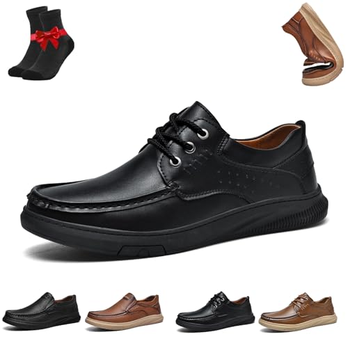 Kirposh Lässige Leder-Loafer for Herren, Slip-On-Mokassins, atmungsaktive, rutschfeste Barfußschuhe, Leder-Sneakers, mit Fußgewölbeunterstützung(Black B,46 EU) von Kirposh