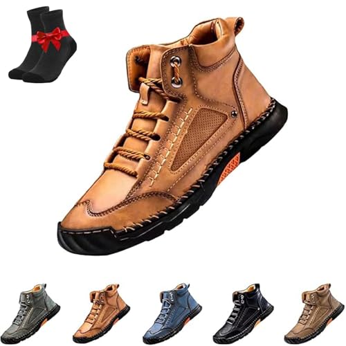 Kirposh Leichte, wasserdichte Lederstiefel, Outdoor-Sneaker, rutschfestes Barfuß-Leder, orthopädische Knöchel-Chukka mit Fußgewölbeunterstützung(Brown,39 EU) von Kirposh