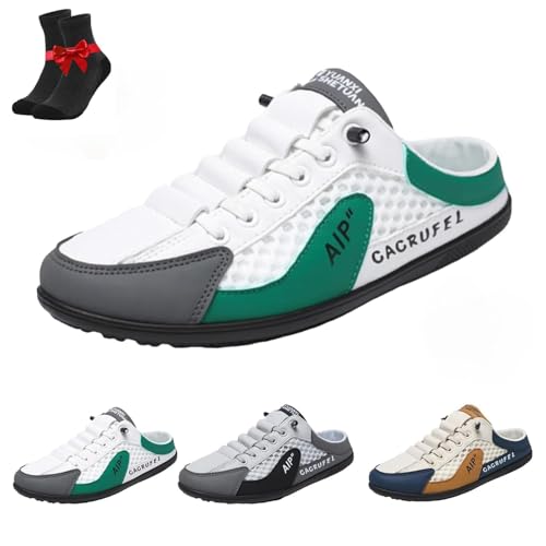 Kirposh Sommer-Slip-on-Sportschuhe for Herren, rückenfreie Herren-Sneaker, rückenfreie Turnschuhe, atmungsaktive Mesh-Schuhe, Herren-Pantoletten(Green,40 EU) von Kirposh