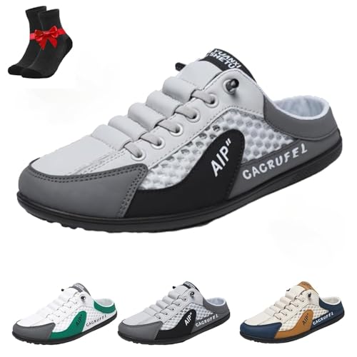 Kirposh Sommer-Slip-on-Sportschuhe for Herren, rückenfreie Herren-Sneaker, rückenfreie Turnschuhe, atmungsaktive Mesh-Schuhe, Herren-Pantoletten(Grey,42 EU) von Kirposh